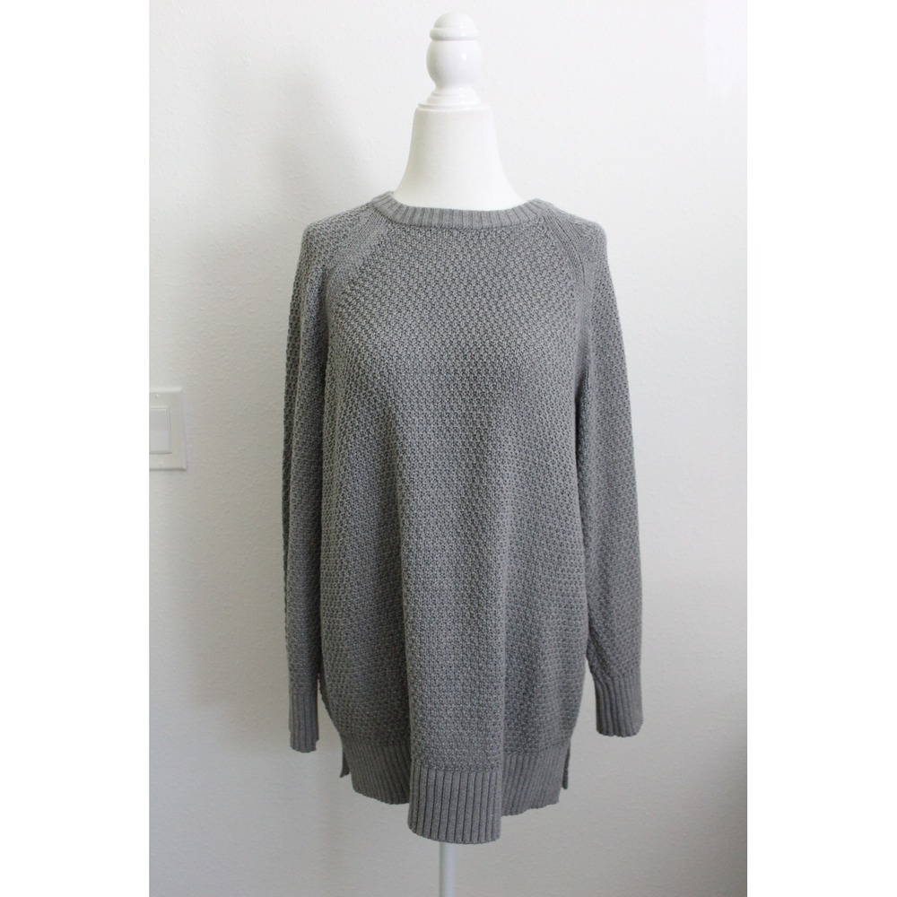 Old Navy Women's XS Heather Gray Textured Knit Raglan Sleeve Pullover Sweater